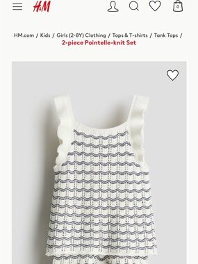 H&M black&white knit set cotton 8/9Y